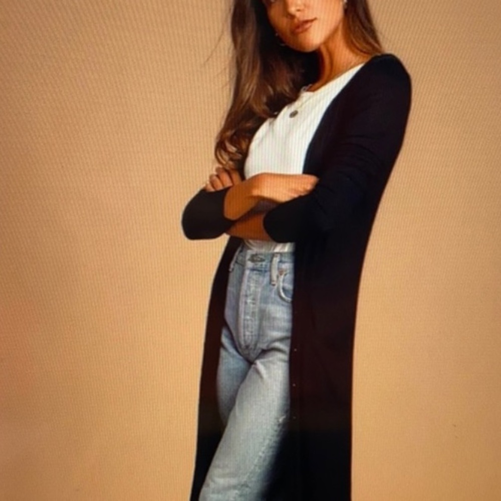 Ellie Long Black Cardigan Sweater S
